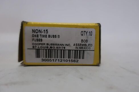 Box of 10 COOPER BUSSMANN NON-15 BUSS K5 15A AMP 250V-AC Cartridge Fuse in Saudi Arabia