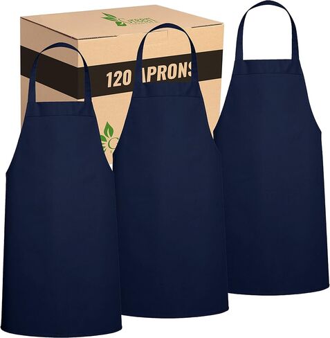 Green LifeSyle 12 Pack Bib Sarron - آآلبات سوداء للجنسين ، مآزر قابلة للغسل للرجال والنساء ، المطبخ الطبخ الشواء (حزمة من 12 ، بدون جيوب ، أسود) in Kuwait