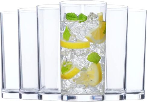 US Acrylic Classic Clear Plastic Reusable Drinking Glasses (Set of 6) 16oz Water Cups | BPA-Free Tumblers, Made in USA | Top-Rack Dishwasher Safe in Kuwait