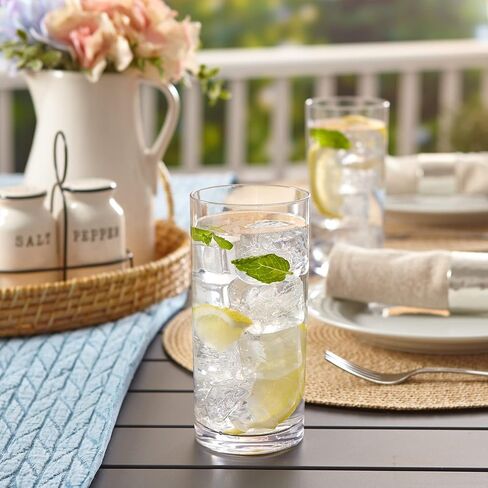 US Acrylic Classic Clear Plastic Reusable Drinking Glasses (Set of 6) 16oz Water Cups | BPA-Free Tumblers, Made in USA | Top-Rack Dishwasher Safe in Kuwait