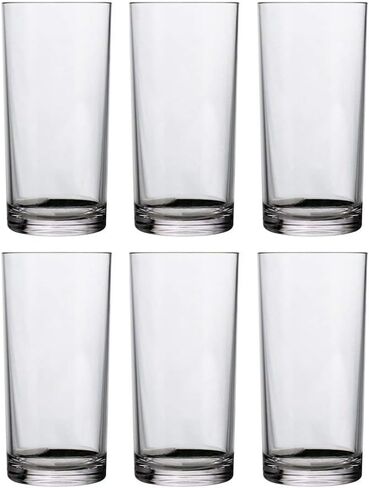 US Acrylic Classic Clear Plastic Reusable Drinking Glasses (Set of 6) 16oz Water Cups | BPA-Free Tumblers, Made in USA | Top-Rack Dishwasher Safe in Kuwait