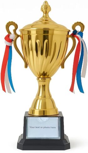 كأس Gold Trophy مع صورة أو فتحة نصية قابلة للتخصيص ، 12.6 في الطول والبلاستيك مع الذهب اللامع ، رائعة للرياضة ، جوائز المدرسة ، المسابقات والاحتفالات. in Saudi Arabia