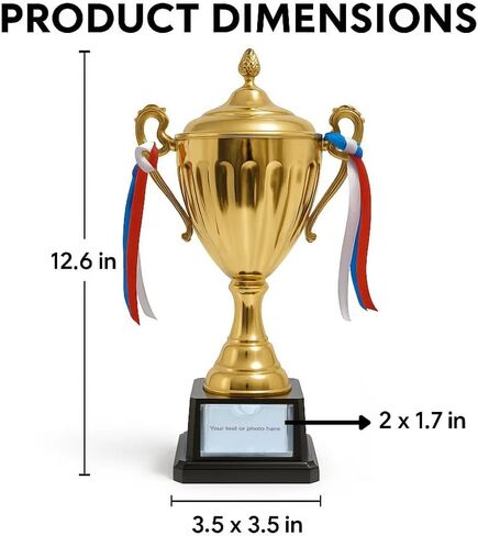 كأس Gold Trophy مع صورة أو فتحة نصية قابلة للتخصيص ، 12.6 في الطول والبلاستيك مع الذهب اللامع ، رائعة للرياضة ، جوائز المدرسة ، المسابقات والاحتفالات. in Saudi Arabia
