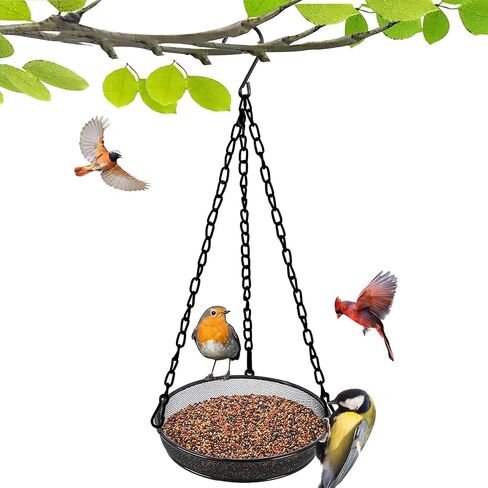 معلق تغذية الطيور ، Birdfeeder معلقة لسندي ساحة خارج صينية تغذية الطيور المعلقة - مغذيات منصة الشبكات المعدنية للطيور خارج الهواء الطلق معلقة لجذب الطيور ، 2 مساءً in Kuwait