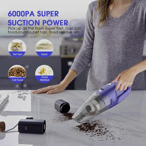 Handheld Vacuum Cordless Rechargeable,Car Vacuum Cleaner with LED Light/Multi Accessories，1.5lbs Lightweight Dust Busters Cordless Rechargeable for Car and Home, Mine Portable Vacuum in Saudi Arabia
