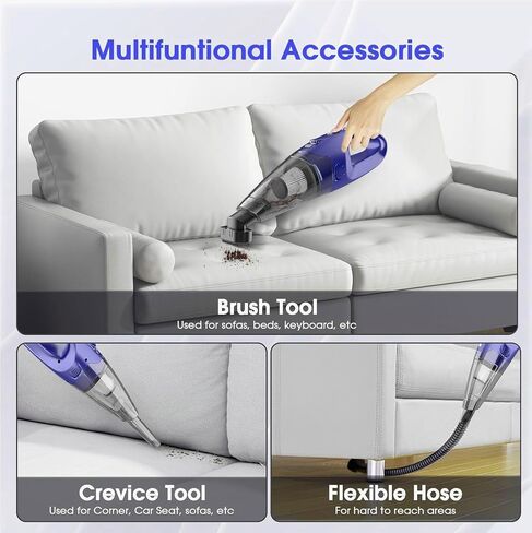 Handheld Vacuum Cordless Rechargeable,Car Vacuum Cleaner with LED Light/Multi Accessories，1.5lbs Lightweight Dust Busters Cordless Rechargeable for Car and Home, Mine Portable Vacuum in Saudi Arabia