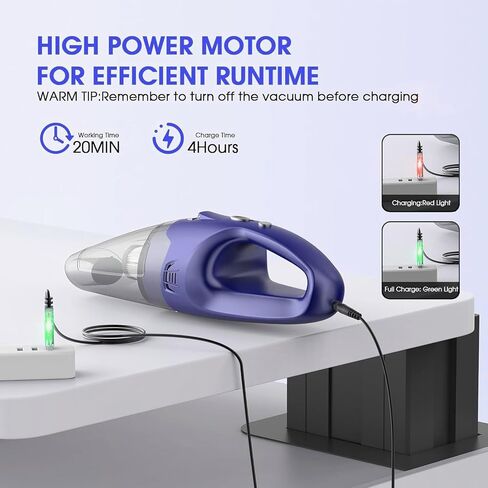 Handheld Vacuum Cordless Rechargeable,Car Vacuum Cleaner with LED Light/Multi Accessories，1.5lbs Lightweight Dust Busters Cordless Rechargeable for Car and Home, Mine Portable Vacuum in Saudi Arabia
