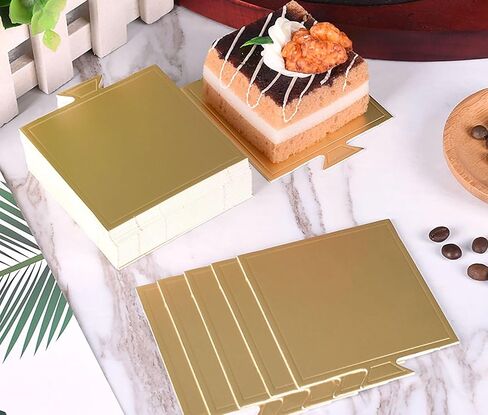 3.1" Mini Cake Base, Square Cardboard Perfect for Cake Decorating Cake Dessert Displays Tray Cardboard (Gold square, 100pcs) in Saudi Arabia
