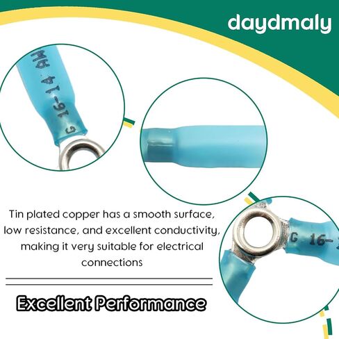 20pcs 16-14 AWG 3 Way Ware Connector ، Hight Duty Crimp y Ring Butt Connectors ، Heat Fraching Heat Heat Merticals ، Blue in Saudi Arabia