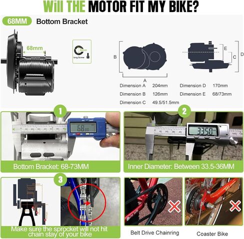 750W TSDZ8 Mid Drive Ebike Conversion kit for Upgraded Tongsheng Mid- Drive Kit with Battery,High Power Torque Sensor Mid-Mounted Motor with EKD01 Display for 68-73MM BB Road/City/Mountain Bike in Kuwait