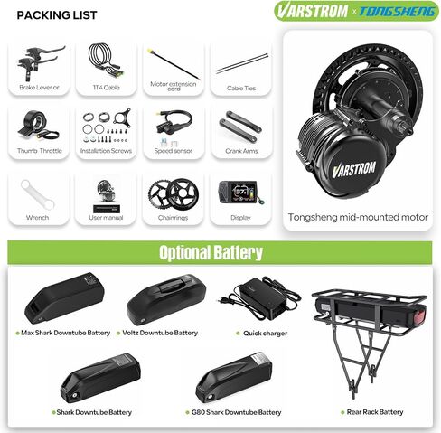 750W TSDZ8 Mid Drive Ebike Conversion kit for Upgraded Tongsheng Mid- Drive Kit with Battery,High Power Torque Sensor Mid-Mounted Motor with EKD01 Display for 68-73MM BB Road/City/Mountain Bike in Kuwait