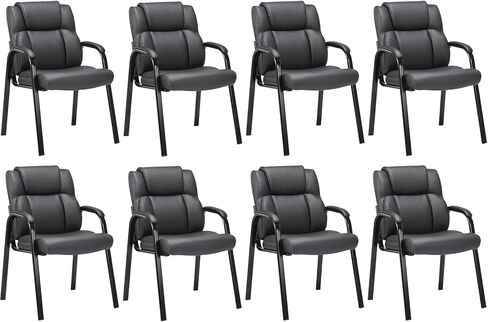 CLATINA Classic Leather Soft Reception Chair with Padded Armrests and Sled Base, Executive Guest Chair for Office Computer Desk Conference Waiting Meeting Room, Black (2 Pack) in Saudi Arabia