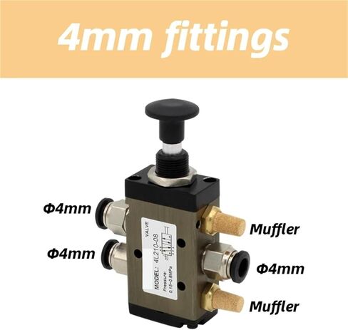 Push-Pull Valve 5 Port 2 Position 4L Series 4L110-06 4L210-08 4L310-10 4L410-15 PNEUMATIC CONTROL VALVE (PC 10MM MOTTINGS ، 4L210-08) in Kuwait