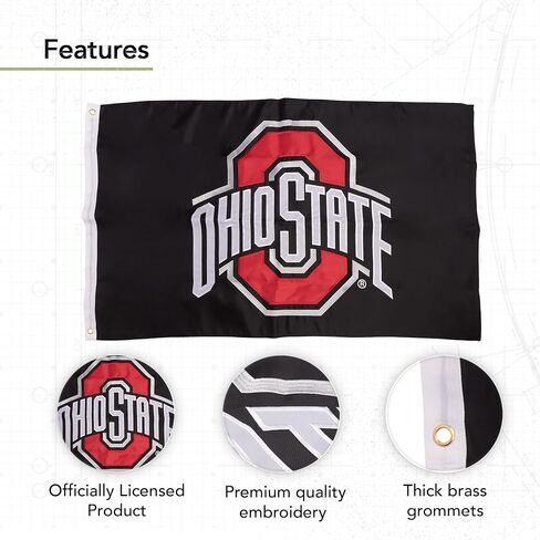 Desert Cactus Ohio State University Flag - 3 × 5 قدم المطرز النايلون للاستخدام الداخلي/الخارجي ، وتصميم Buckeyes ، للأحداث والديكور المنزلي (المطرزة 10) in Saudi Arabia