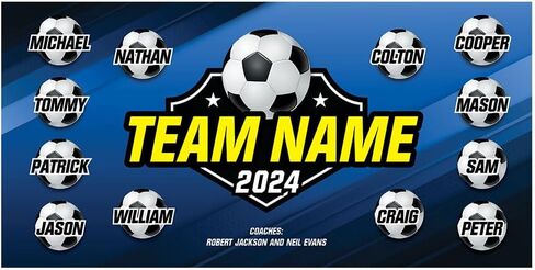 Soccer Team Banner, Futbol Team Banner - Custom Soccer Banner, Printed, Hemmed and Grommets Included in Saudi Arabia