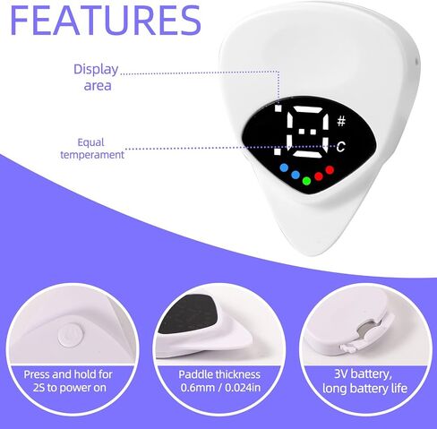 موالف 2 في 1 للغيتار ، اختيار موالف رقمي مع شاشة LED و 12-ET ، أداة الأدوات الدقيقة plectrum موسيقي هدية للهدية الكهربائية ، والقيثارات الصوتية ، الباص ، القيثارة in Kuwait