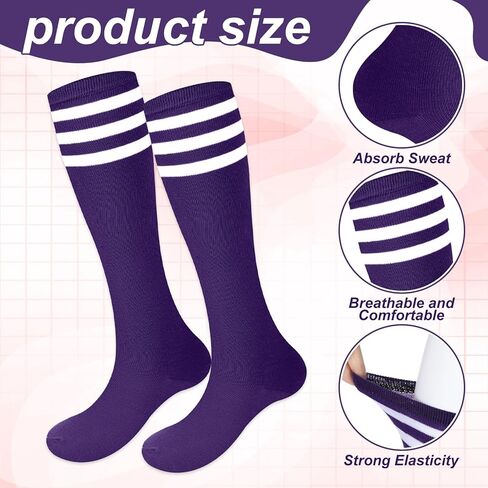18 Pcs School Team Spirit Accessories Team Spirit Day Assorted 6 Sport Socks 6 Sport Headbands 6 Glitter Stickers for Youth Soccer Softball Football Volleyball Events in Kuwait
