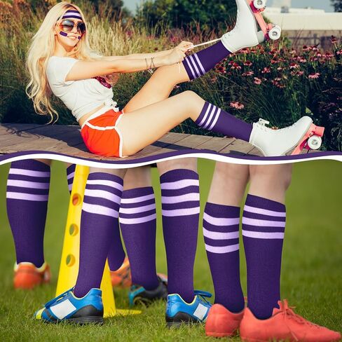 18 Pcs School Team Spirit Accessories Team Spirit Day Assorted 6 Sport Socks 6 Sport Headbands 6 Glitter Stickers for Youth Soccer Softball Football Volleyball Events in Kuwait