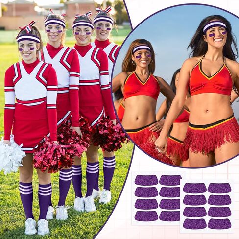 18 Pcs School Team Spirit Accessories Team Spirit Day Assorted 6 Sport Socks 6 Sport Headbands 6 Glitter Stickers for Youth Soccer Softball Football Volleyball Events in Kuwait