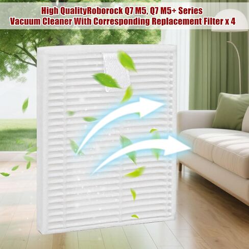 Replacement Filters For Roborock Q7 M5 Series Robot Vacuum Cleaner HEPA Filter - Filter Household Cleaning Sweeper Filter, Filter Washable and Reusable (4Pcs White) in Kuwait