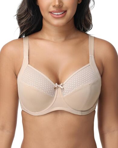 Women's Everyday Bra Underwire Lace Unpadded Push Up Bra Full Coverage for Plus Size Big Bust in Saudi Arabia