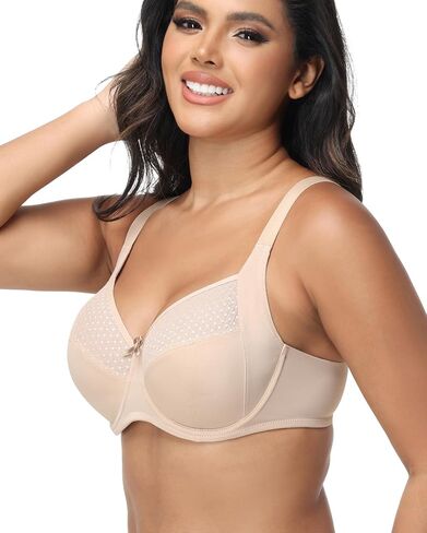 Women's Everyday Bra Underwire Lace Unpadded Push Up Bra Full Coverage for Plus Size Big Bust in Saudi Arabia