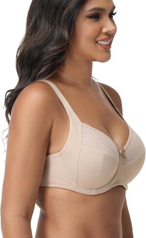 Women's Everyday Bra Underwire Lace Unpadded Push Up Bra Full Coverage for Plus Size Big Bust in Saudi Arabia