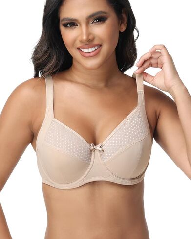 Women's Everyday Bra Underwire Lace Unpadded Push Up Bra Full Coverage for Plus Size Big Bust in Saudi Arabia