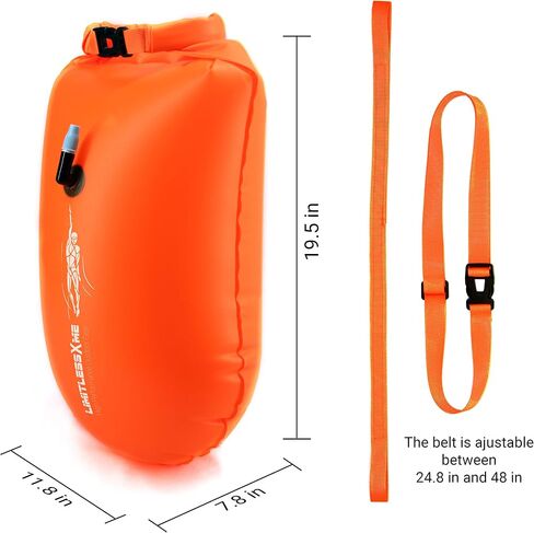 Swim Buoy & Drybag - للسباحين والمياه المفتوحة والثلاثي. سحب العوامة للبالغين والأطفال. فقاعة السباحة الإشارة البرتقالية in Saudi Arabia