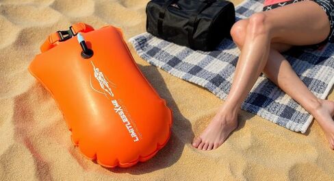 Swim Buoy & Drybag - للسباحين والمياه المفتوحة والثلاثي. سحب العوامة للبالغين والأطفال. فقاعة السباحة الإشارة البرتقالية in Saudi Arabia