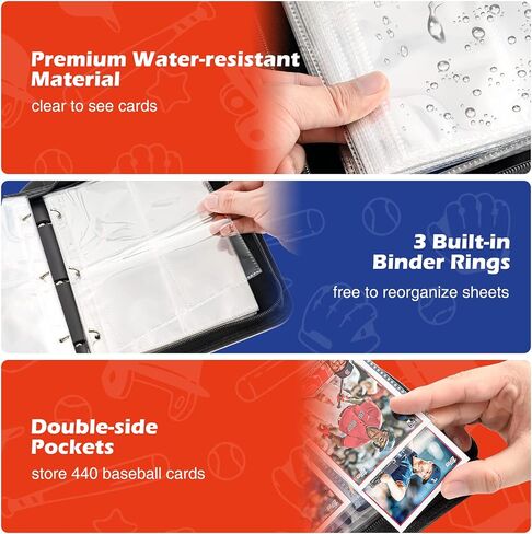 ProCase 4-Pocket Baseball Card Binder Fits 440 Cards, Sport Trading Card Album Book with 55 Sleeves for Baseball Colletible Card Holder -Medium in Saudi Arabia