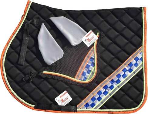 Hi-Viz Safety Safety عاكس سرج مجموعة + غطاء الأذن مطابقة-معدات فروسية عالية الرؤية لركوب الخيل | ترويض أو قفز/صياد in Kuwait