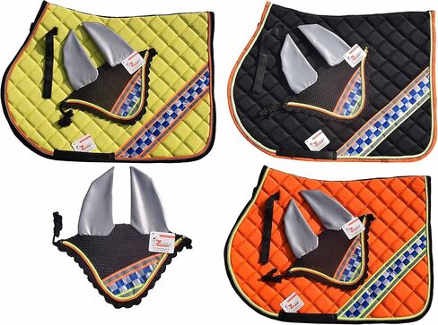 Hi-Viz Safety Safety عاكس سرج مجموعة + غطاء الأذن مطابقة-معدات فروسية عالية الرؤية لركوب الخيل | ترويض أو قفز/صياد in Kuwait