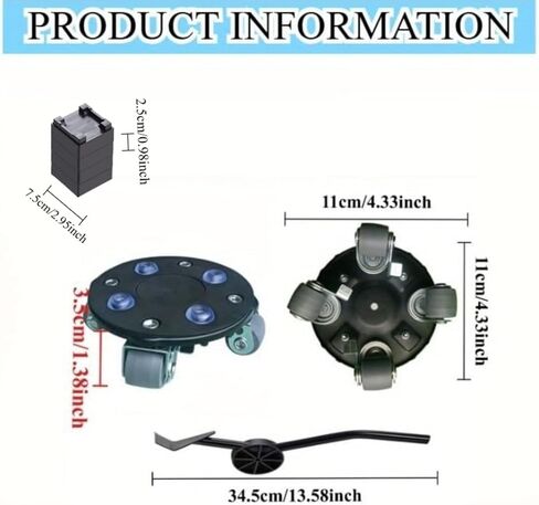 Furniture Dolly Moving Set, 1280 lbs Capacity, 360° Wheels, Connectable Design, Blue in Saudi Arabia