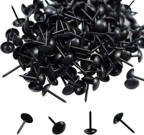 200pcs 2/7 "مسامير تنجيد ، دبابيس أظافر الأثاث الدائري ، 7 × 13 مم للأثاث المنجد ، لوحات الفلين ، مشاريع DIY - أسود in Saudi Arabia