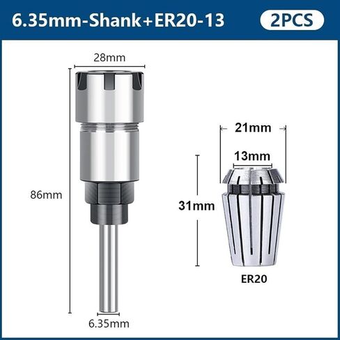 حامل الخشب 1/4 شانك بوتيد بوتيد قضيب ER16 ER20 Collet Chuck Set 1PCS (النوع 3) in Saudi Arabia