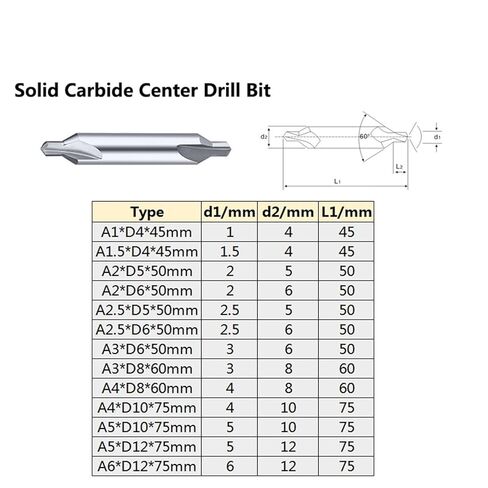1PC A1-A6 Solid Carbide Center Drill Bits Set A Type Countersink Chamfer 60 Degree Tungsten Steel Hole Bit(A4xD8x60) in Saudi Arabia