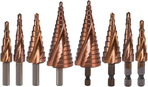 Cobalt Step Drill Bits HSSCO M35 Cone Hex Triangle Shank Metal Drill Bits Tool Set Hole for Stainless Steel 1Pcs(4-12mm(9 Steps)-2) in Saudi Arabia