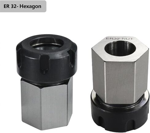 Square ER32 Collet Block Chuck Hard Steel Hex Er Spring Chuck Block لمخرطة حامل أداة قطع آلة القطع 1PCs (Hex ER 32) in Saudi Arabia