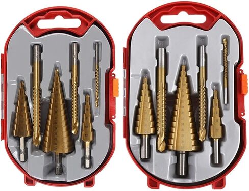6PCS Step Saw Drill Bits Set Metal Hole Woodworking Cone Core Tool 4-12/4-20/4-32/3/6/8mm(Set C) in Saudi Arabia