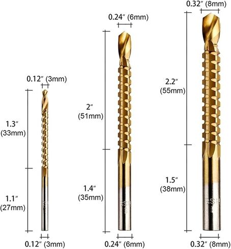 6PCS Step Saw Drill Bits Set Metal Hole Woodworking Cone Core Tool 4-12/4-20/4-32/3/6/8mm(Set C) in Saudi Arabia