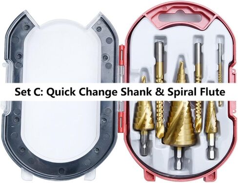 6PCS Step Saw Drill Bits Set Metal Hole Woodworking Cone Core Tool 4-12/4-20/4-32/3/6/8mm(Set C) in Saudi Arabia