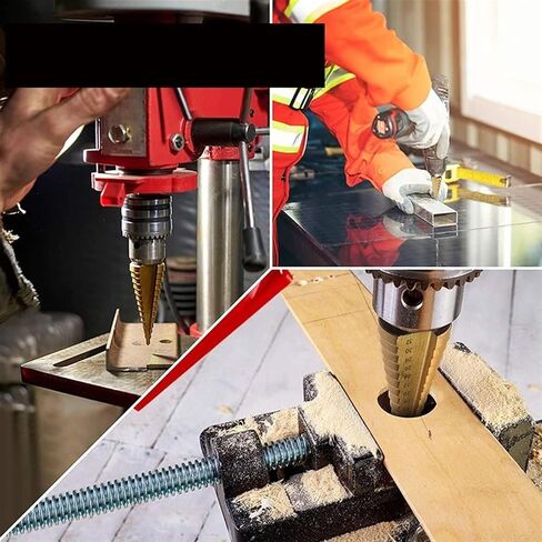 6PCS Step Saw Drill Bits Set Metal Hole Woodworking Cone Core Tool 4-12/4-20/4-32/3/6/8mm(Set C) in Saudi Arabia