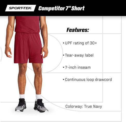 SPORT-TEK Unisex PosiCharge Competitor 7 Short | Moisture Wicking 7" Basketball Shorts for Men & Women, Athletic Fit in Saudi Arabia