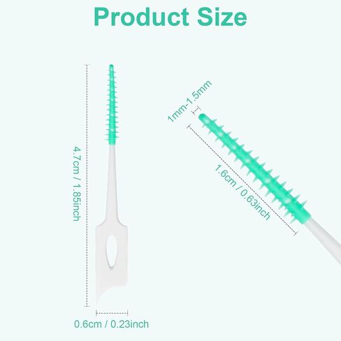 Dental Floss Picks, 200 Count, Soft Rubber Brush Head, Interdental Brushes with Convenient Carry Case,Dual-Ended Toothpick Travel Teeth Cleaning Tools (Green) in Saudi Arabia