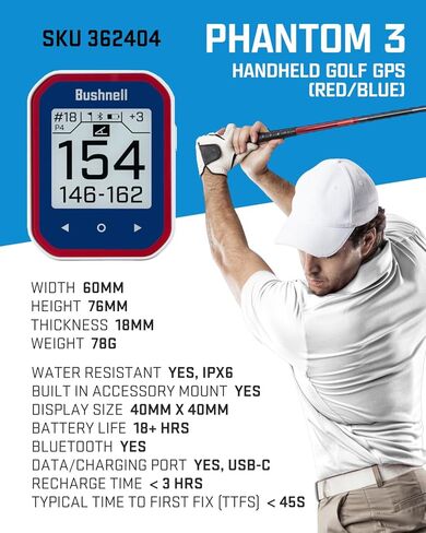 Wearable4u Bushnell Phantom 3 Slope GPS Golf Orange مع تقنية المنحدر ، وشاشة تعمل باللمس ، وعربة مغناطيسية مع بنك كهربائي وحزمة منشفة in Saudi Arabia