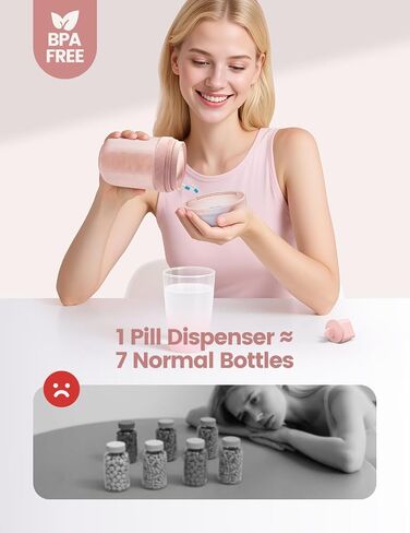منظم حبوب منع الحمل كبير مع 7 مقصورات كبيرة ، موزع حبوب منع الحمل مع مجففة للحفاظ على الأدوية طازجة ، منظم زجاجة حبوب منع الحمل | مكافحة الخلط | مقاوم للضوء | منظم فيتامين خالي من اللمس ، خالي من BPA ، Rose Gold in Kuwait