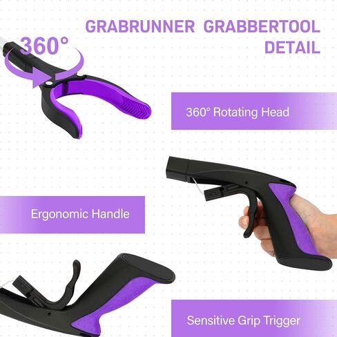 Grabber Reacher Tool - 32" Reacher Grabber Tool with Strong Magnetic and Swivel Head - FDA Registered Heavy Duty Pick Up Stick Grabbers for Seniors, Trash, Surgery Recovery Must Haves Gifts(Purple) in Kuwait