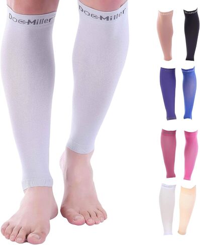 Doc Miller Compression Calf Sleeve for Men & Women, Premium Medical Grade, 15-20mmHg Graduated Support for Running, Calf Tear, Shin Splints, Knee High, Calf Sleeves, 1 Pair in Saudi Arabia