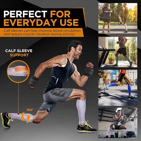 Doc Miller Compression Calf Sleeve for Men & Women, Premium Medical Grade, 15-20mmHg Graduated Support for Running, Calf Tear, Shin Splints, Knee High, Calf Sleeves, 1 Pair in Saudi Arabia